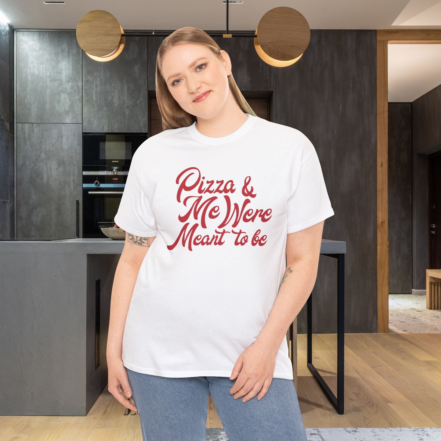 Pizza and Me Were Meant to be Word Art Pizza Lover Funny Unisex T Shirt