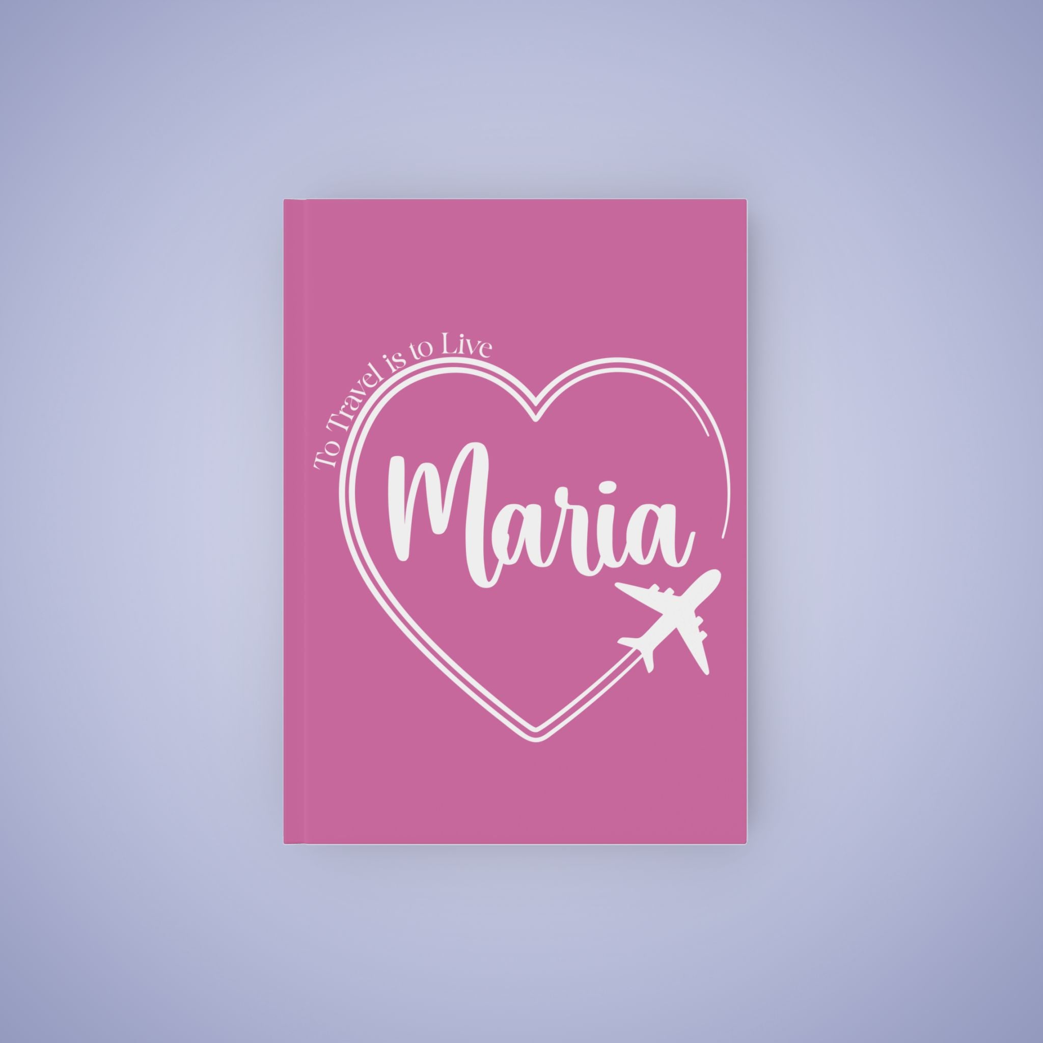 Travel Journal Personalized Name Light Pink Graduation Gift Hard Backed Notebook
