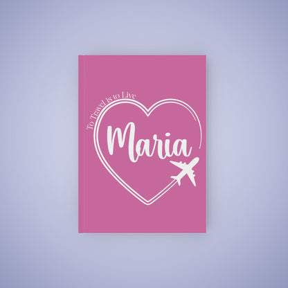 Travel Journal Personalized Name Light Pink Graduation Gift Hard Backed Notebook