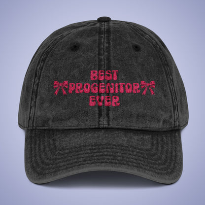 Vintage Best Progenitor Ever Cap Mothers Day Pink Embroidered Hat