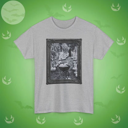 A Reaper in the Pumpkin Patch Spooky Halloween T-Shirt | Photographic Design