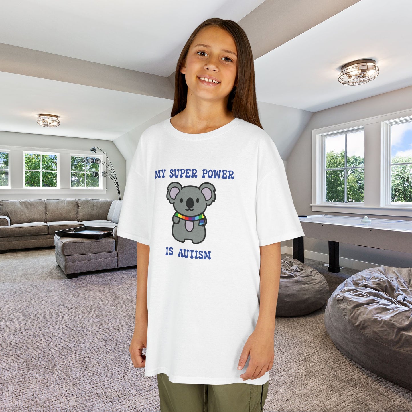 Koala Autism is My Super Power Graphic Autism Awareness Cotton Youth T Shirt