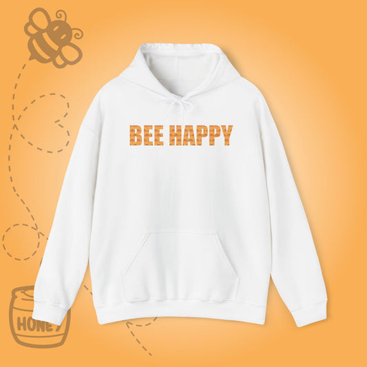 Bee Happy Sweet As Honey Honeycomb Word Art Design Hoodie Sweatshirt