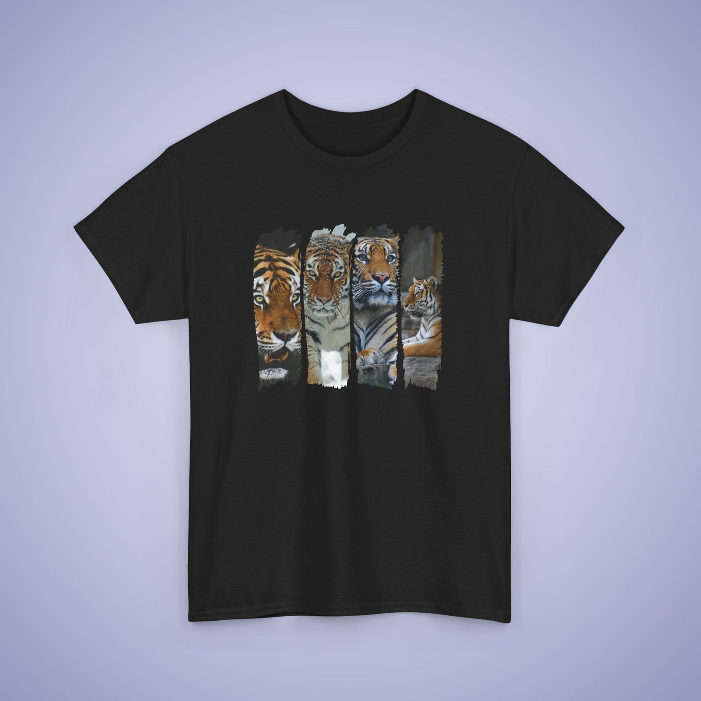 Cranky Tigers Paint Brush Stroke Photographic Unisex Oversized T Shirt