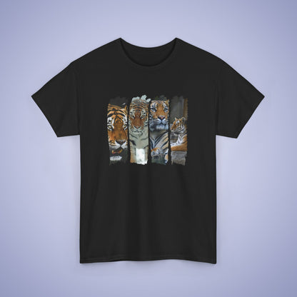 Cranky Tigers Paint Brush Stroke Photographic Unisex Oversized T Shirt