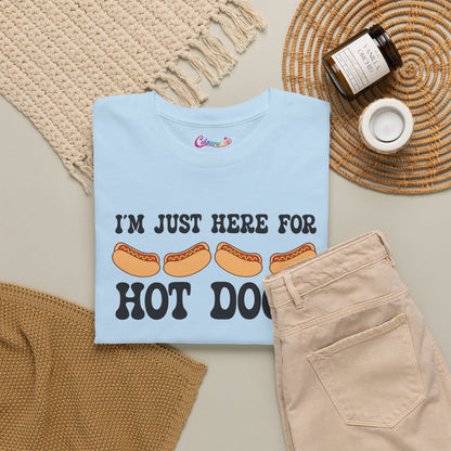 I'm Just Here for the Hot Dogs Funny Hot Dog T-Shirt | Hot Dog Lover Gift Black