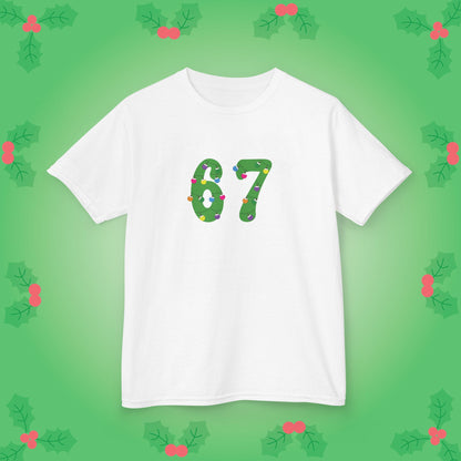 Christmas Lights Green 67 Tee Fun Trending Kids Cotton T Shirt Six Seven Youth