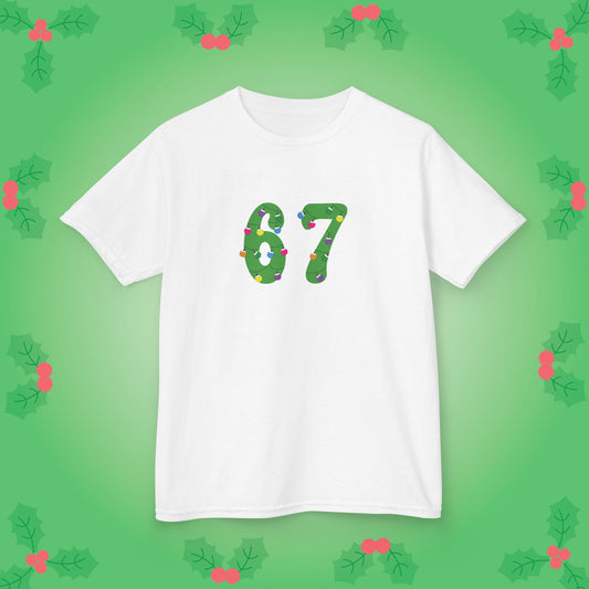 Christmas Lights Green 67 Tee Fun Trending Kids Cotton T Shirt Six Seven Youth
