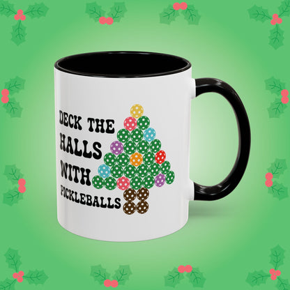 Deck the Halls with Pickleballs Pickleball Mug | Christmas Pickleball Gift Mug