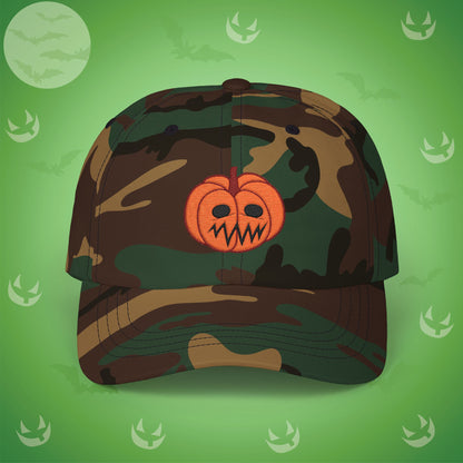Embroidered Jackolantern Worried Face Halloween Pumpkin Dad Cap Unisex