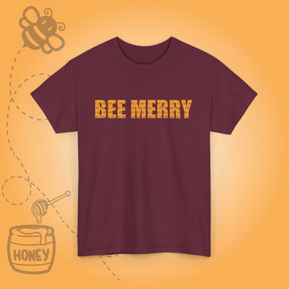 Bee Merry Sweet As Honey Honeycomb Word Art Design Unisex T Shirt