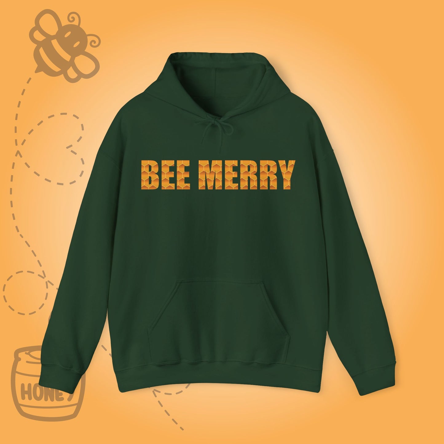 Bee Merry Sweet As Honey Honeycomb Word Art Design Hoodie Sweatshirt