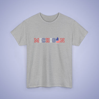 Michigan Map Text Art Proud American Unisex T Shirt
