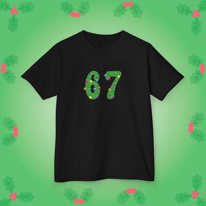 Christmas Lights Green 67 Tee Fun Trending Kids Cotton T Shirt Six Seven Youth