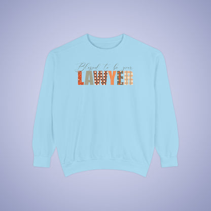 Blessed to be Your Lawyer White Thanksgiving Patterned Word Art Comfort Sweatshirt Unisex