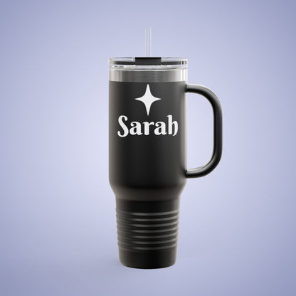 Personalized Insulated Travel Mug - 40oz, Custom Name Mug for Coffee Lovers Olive Black