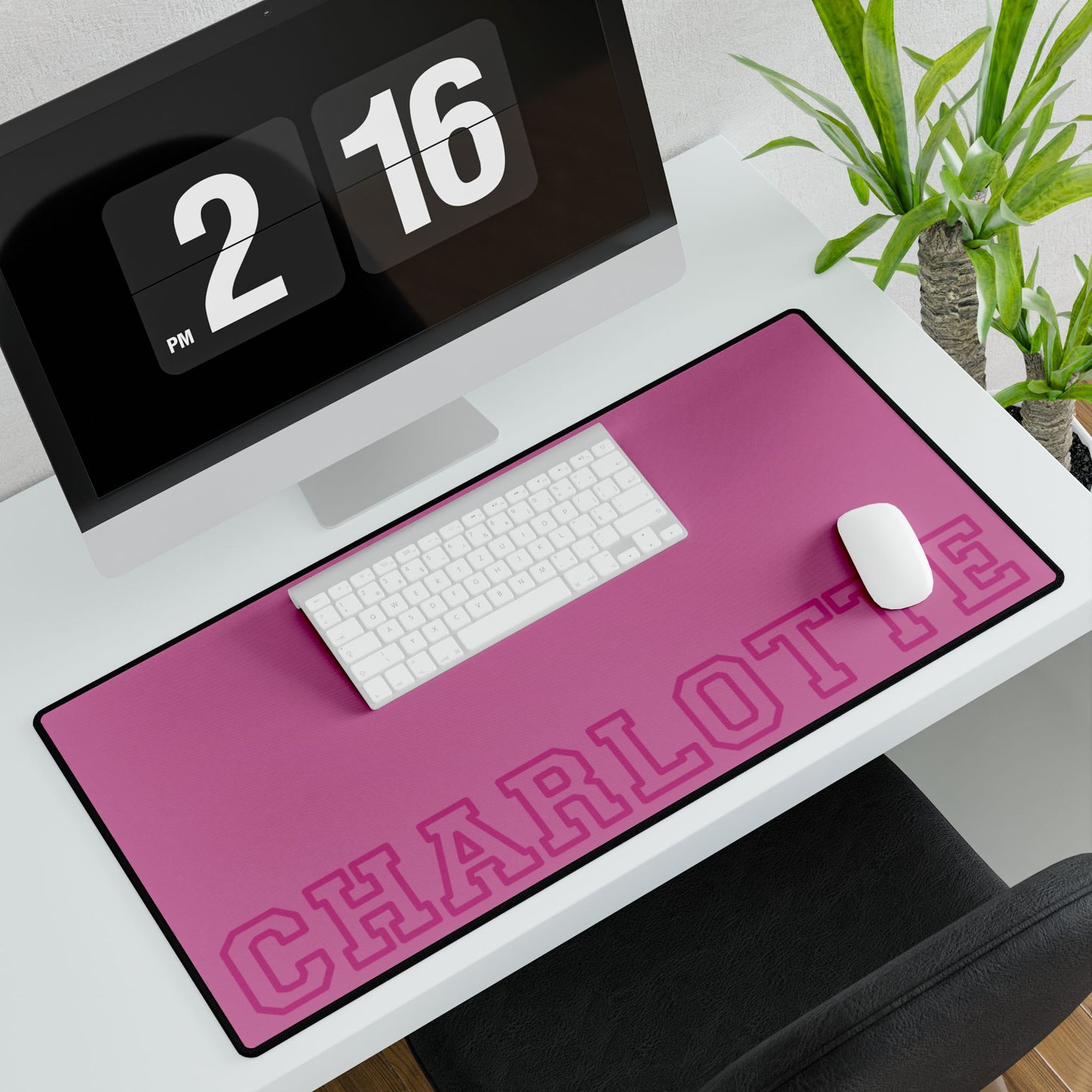 University Style Personalized Name Desk Mat Light Pink