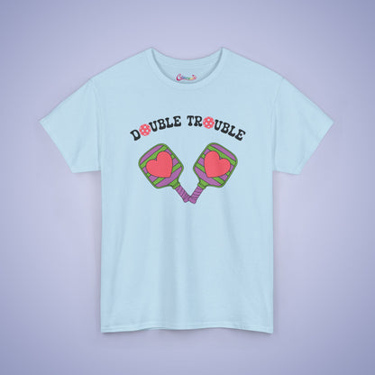 Double Trouble Pickleball Couple Team Tee Graphic Design T Shirt