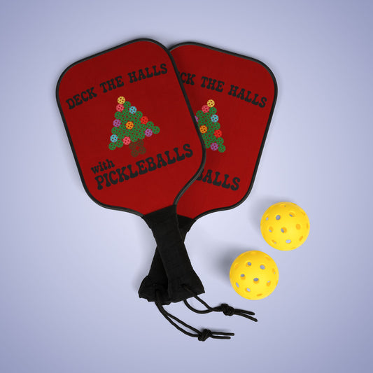 Deck the Halls with Pickleballs Christmas Pickleball Paddle Set Gift