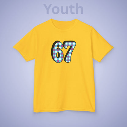 Checkered Pattern 67 Tee Fun Trending Kids Cotton T Shirt Six Seven Youth