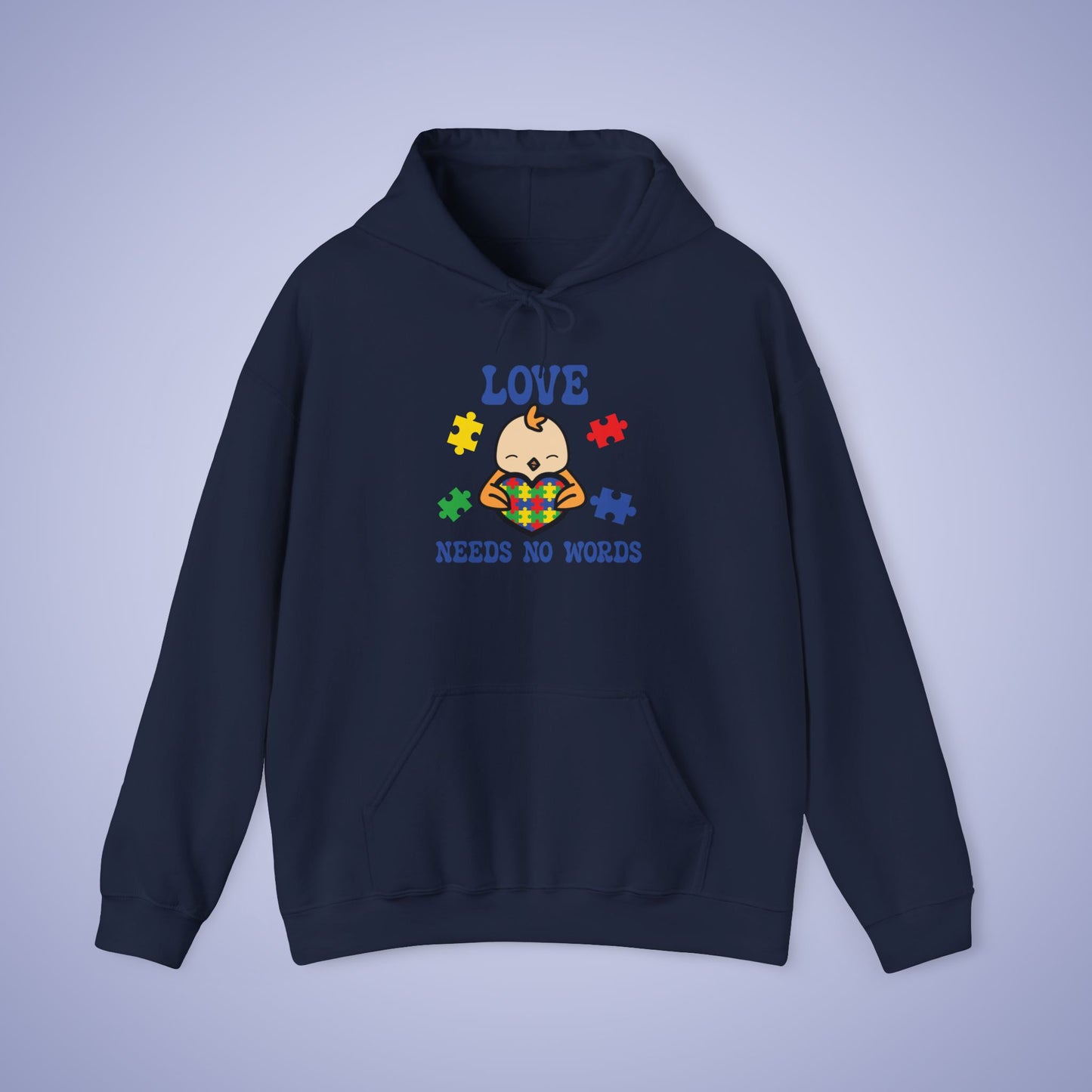 Love Needs No Words Chicken Lover Graphic Autism Awareness Hoodie Unisex