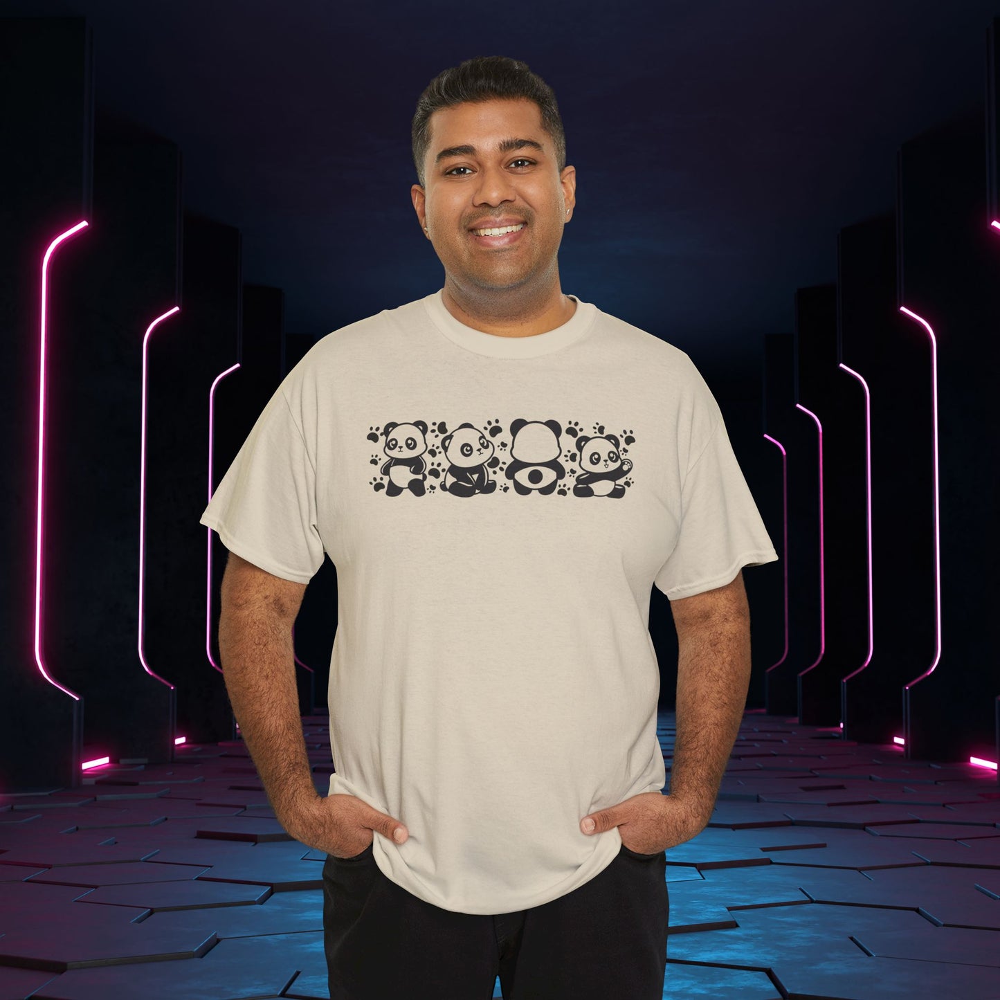 Panda's Paw Prints Two Tone Graphic Tee National Panda Day Unisex T Shirt