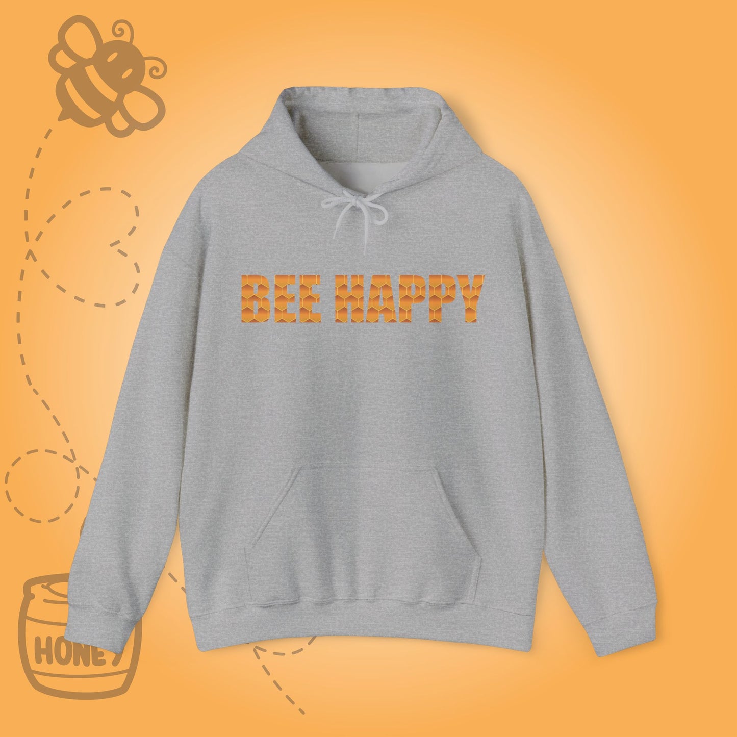 Bee Happy Sweet As Honey  Honeycomb Word Art Design Hoodie Sweatshirt