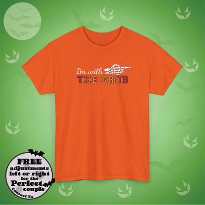 Im With THE GRUB Couple Matching T-Shirt | Skeleton Halloween Design