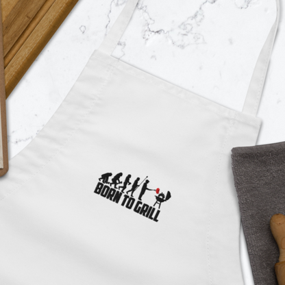 Born to Grill White Embroidered Funny Apron GIft