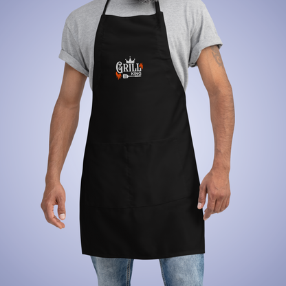Grill King Meat Lover Smoker Gift for Him Black Embroidered Apron