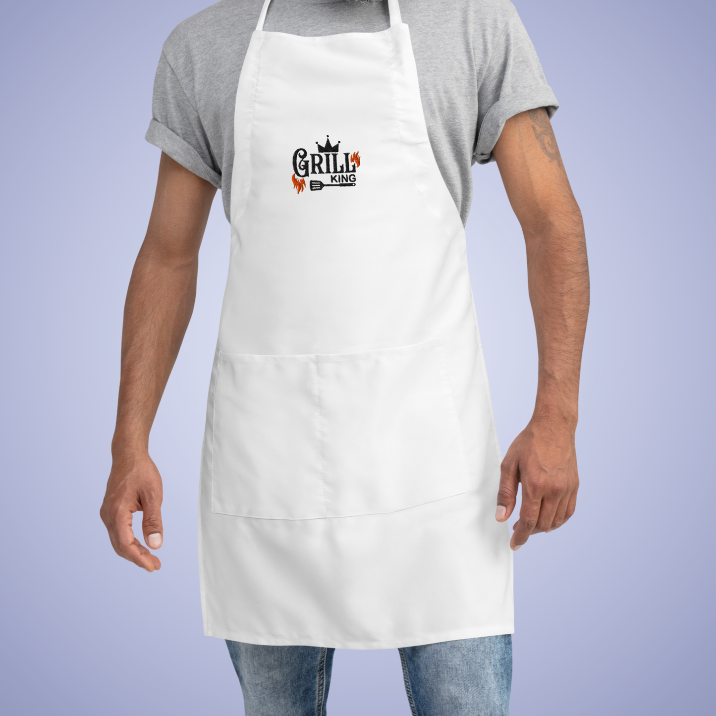 Grill King Meat Lover Smoker Gift for Him Embroidered Apron