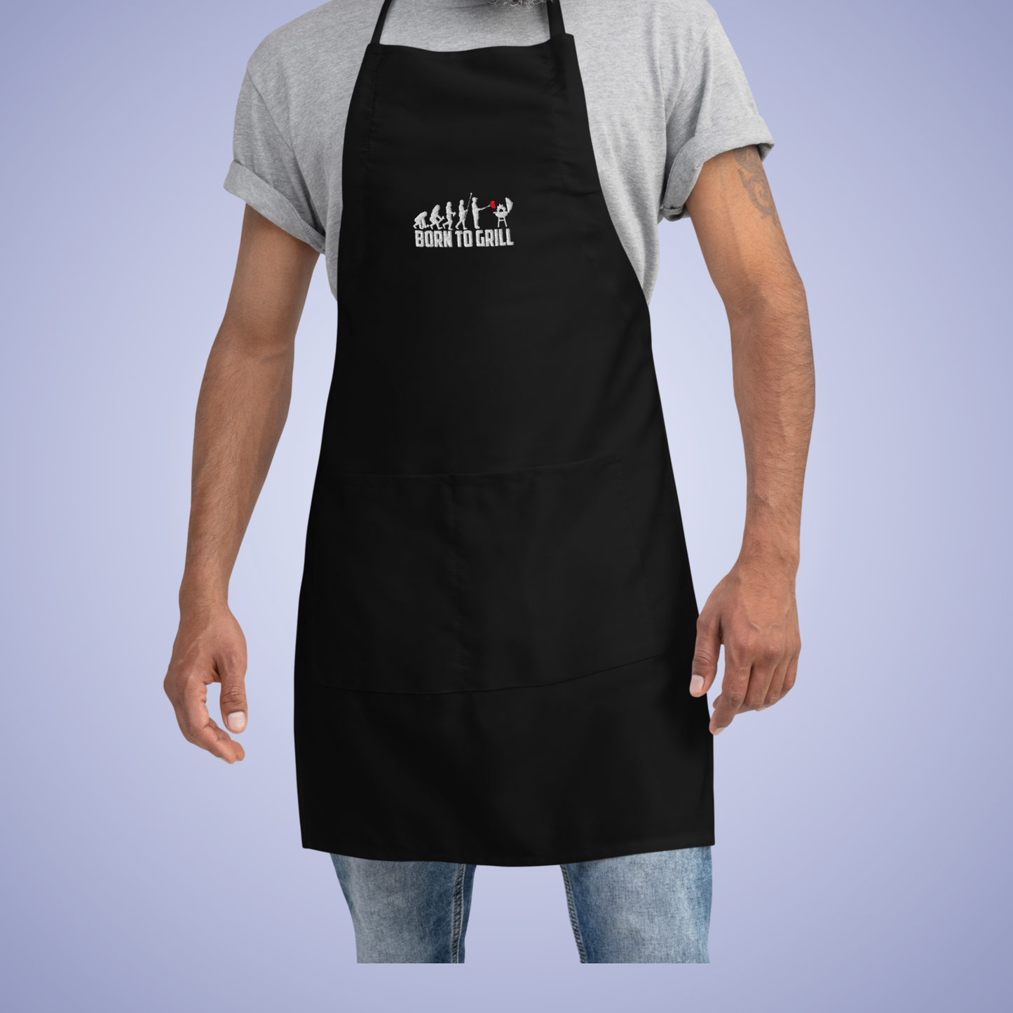 Born to Grill Black Embroidered Funny Apron GIft