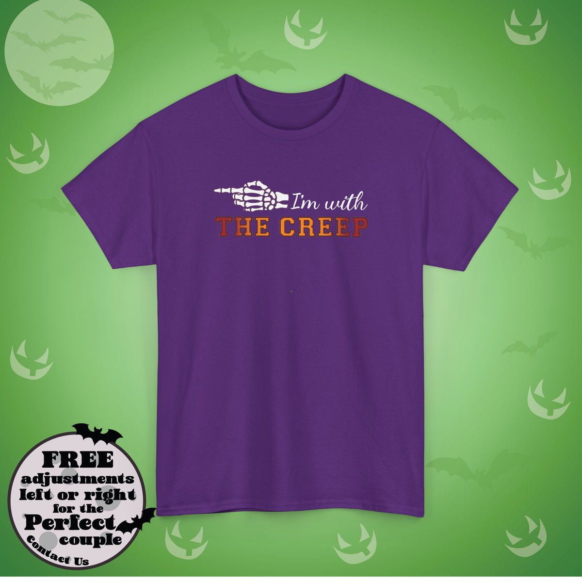 Copy of Im With THE CREEP Couple Matching T-Shirt | Skeleton Halloween Design