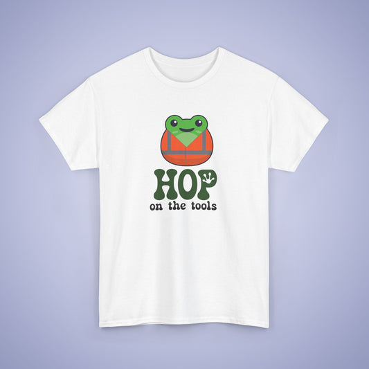 Hop on the Tools Graphic Tee Frog Lover Funny Labourer Unisex T Shirt