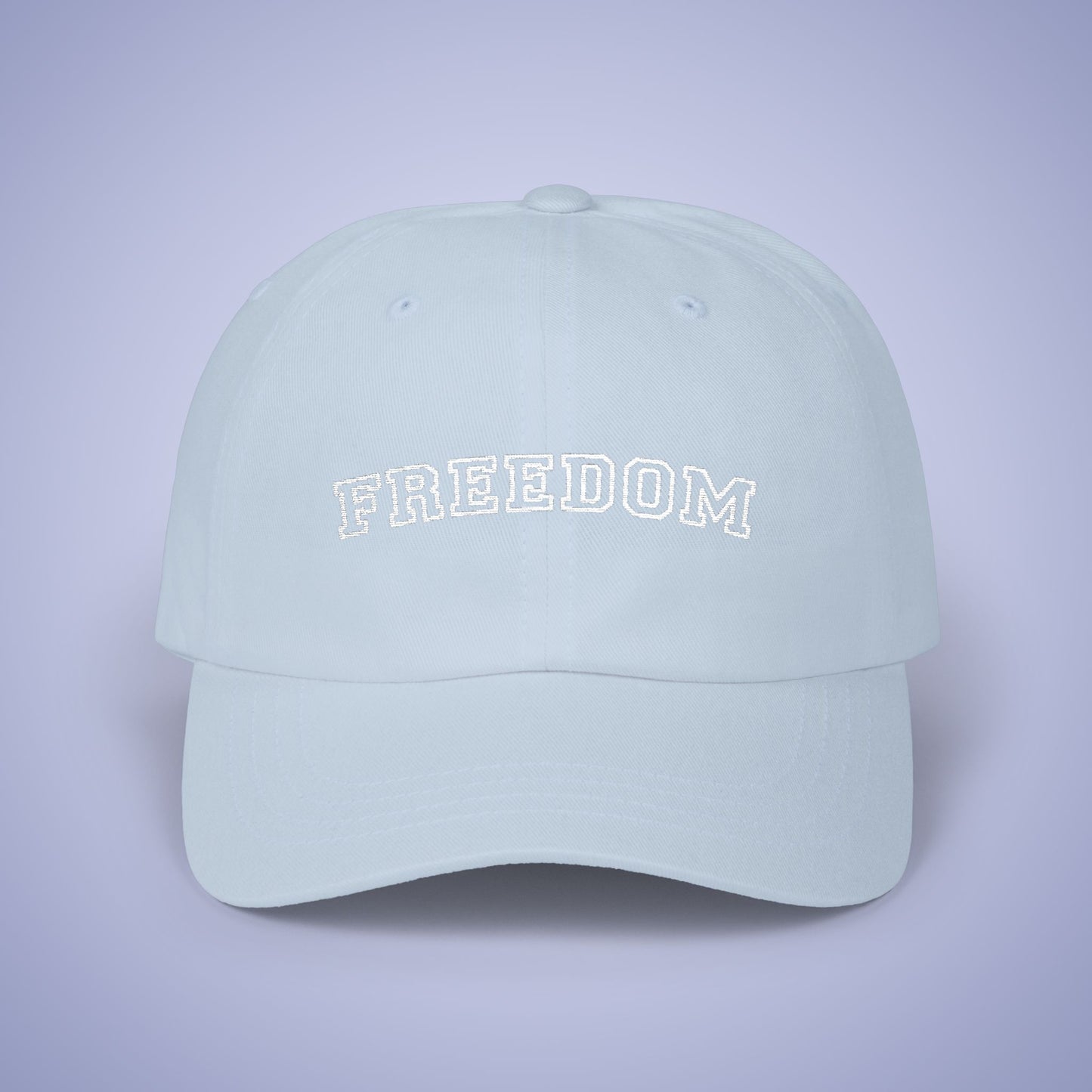 Freedom Embroidered Classic Dad Cap Unisex White Embroidery