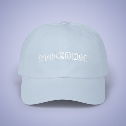 Freedom Embroidered Classic Dad Cap Unisex White Embroidery