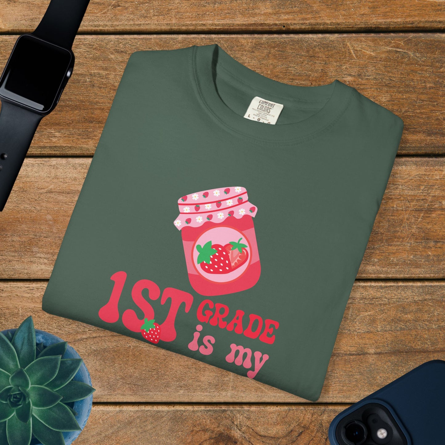 First Grade is my Jam Strawberry Teacher T Shirt Comfort Colors Unisex Back to School