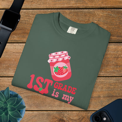 First Grade is my Jam Strawberry Teacher T Shirt Comfort Colors Unisex Back to School