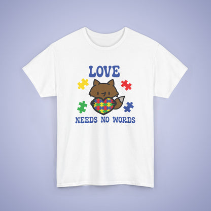 Fox Puzzle Heart Graphic Love Needs No Words Autism Awareness Unisex T Shirt