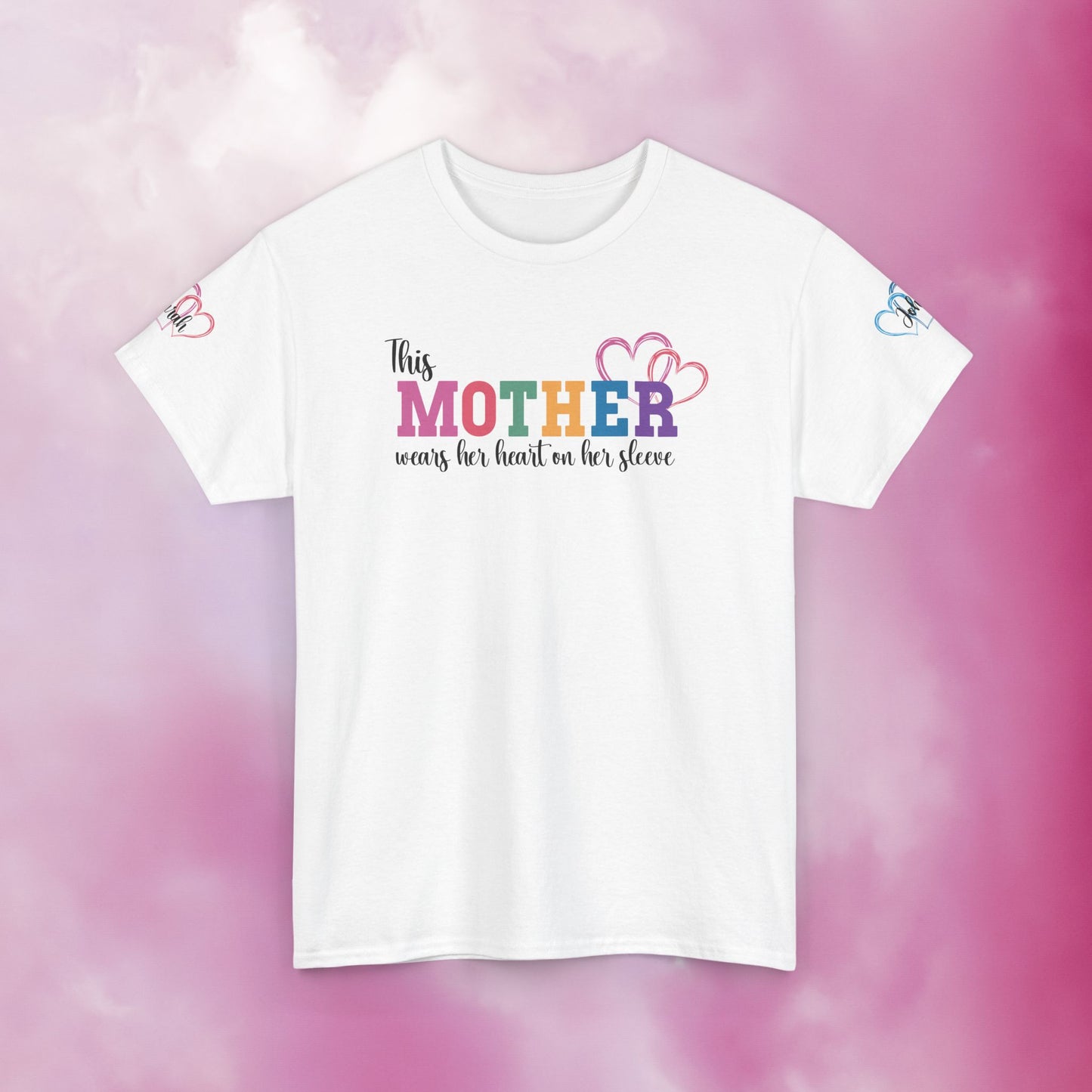This Mother Wears Her Heart on Her Sleeve Personalized Mothers Day Gift T Shirt