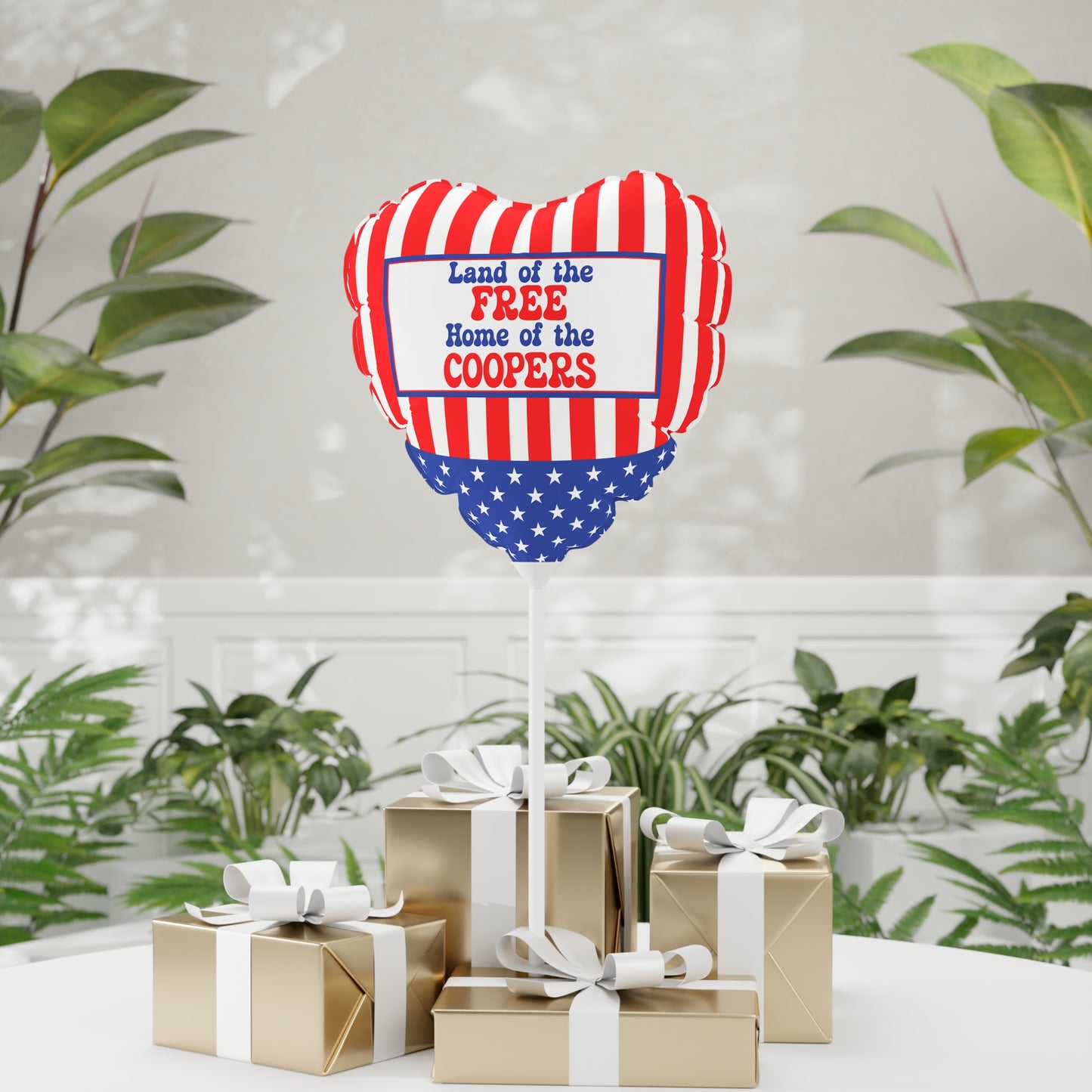 Land of the Free Personalized Patriotic July 4th Home Decor Party Balloon USA Flag