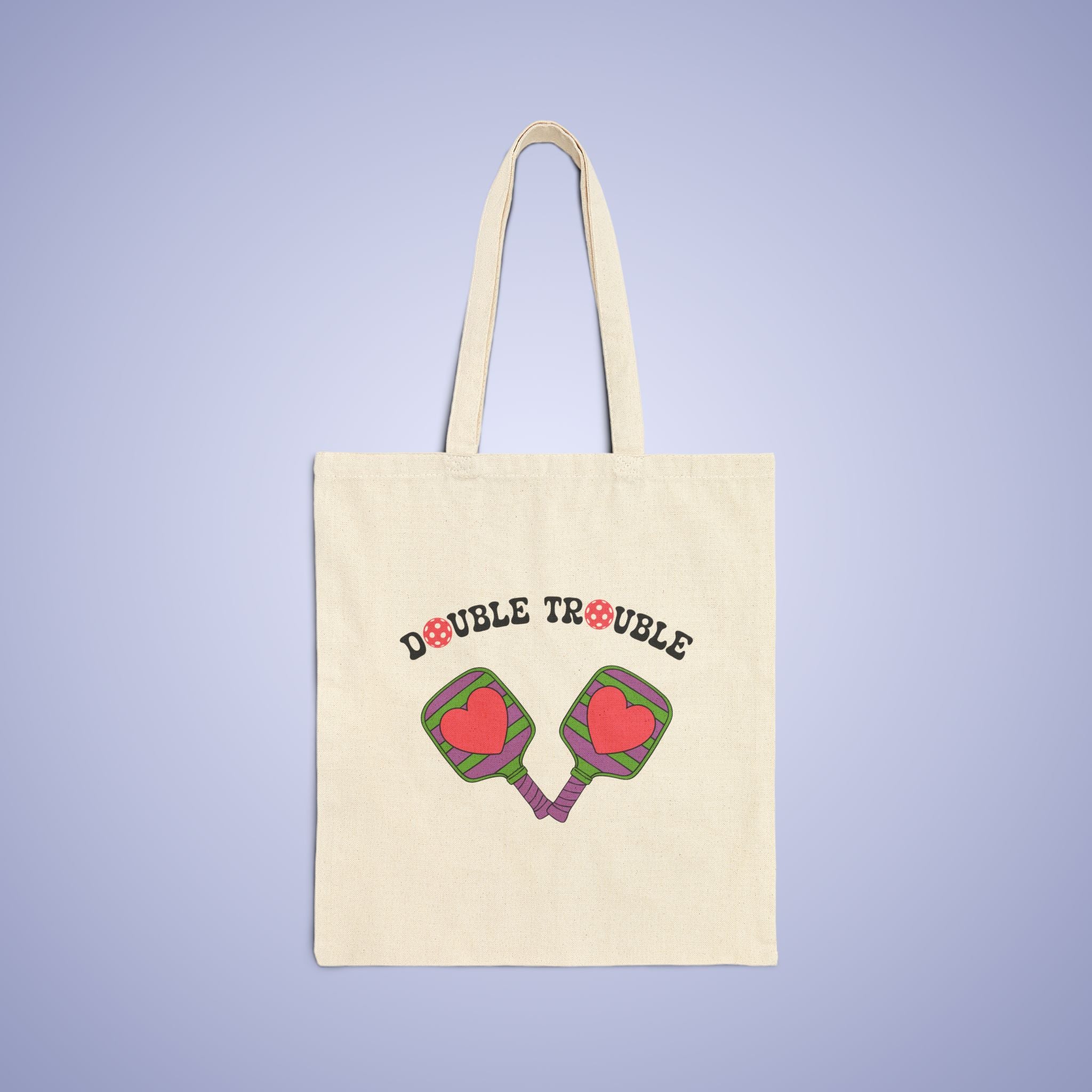 Double Trouble Cotton Canvas Pickleball Couple Team Gift Tote Bag