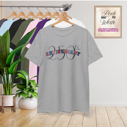 250 Years of Freedom Patterned Text Word Art USA Celebration Unisex T Shirt
