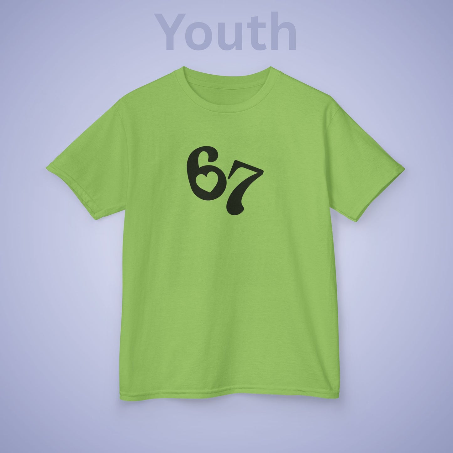 Love Heart 67 Tee Fun Trending Kids Cotton T Shirt Six Seven Youth