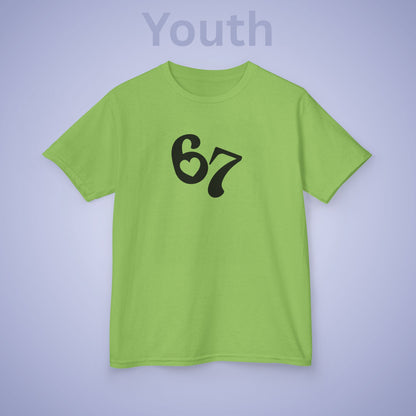 Love Heart 67 Tee Fun Trending Kids Cotton T Shirt Six Seven Youth