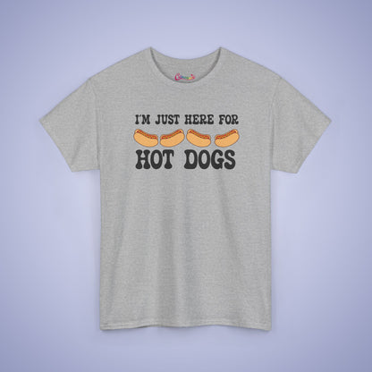 I'm Just Here for the Hot Dogs Funny Hot Dog T-Shirt | Hot Dog Lover Gift Black