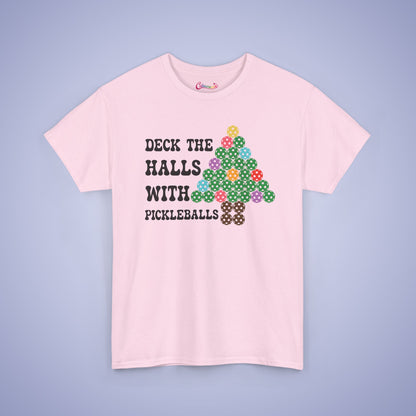 Deck the Halls with Pickleballs Christmas Tee Graphic Design T Shirt
