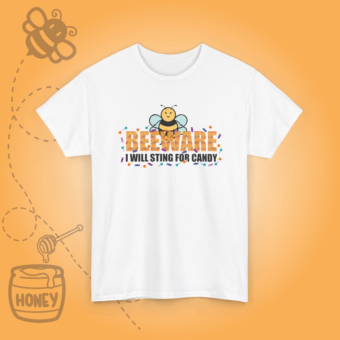 Beeware I Will Sting for Candy Sweet As Honey Funny Halloween Bee Lover Design Unisex T Shirt
