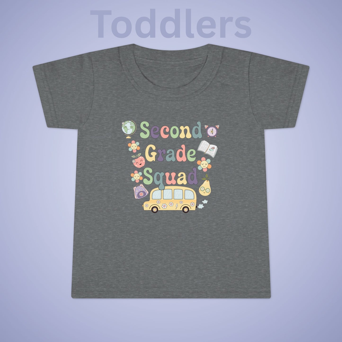 Second Grade Squad Retro Fun Kids Cotton T Shirt Back To School Toddler