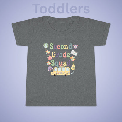 Second Grade Squad Retro Fun Kids Cotton T Shirt Back To School Toddler